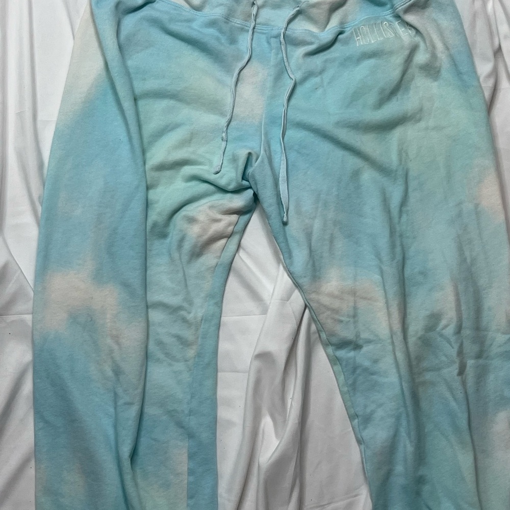 Hollister Pastel Blue Tie-Dye Drawstring Sweatpants